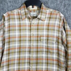 vintage 90s sears roebuck flannel shirt lt plaid workwear grunge soft worn